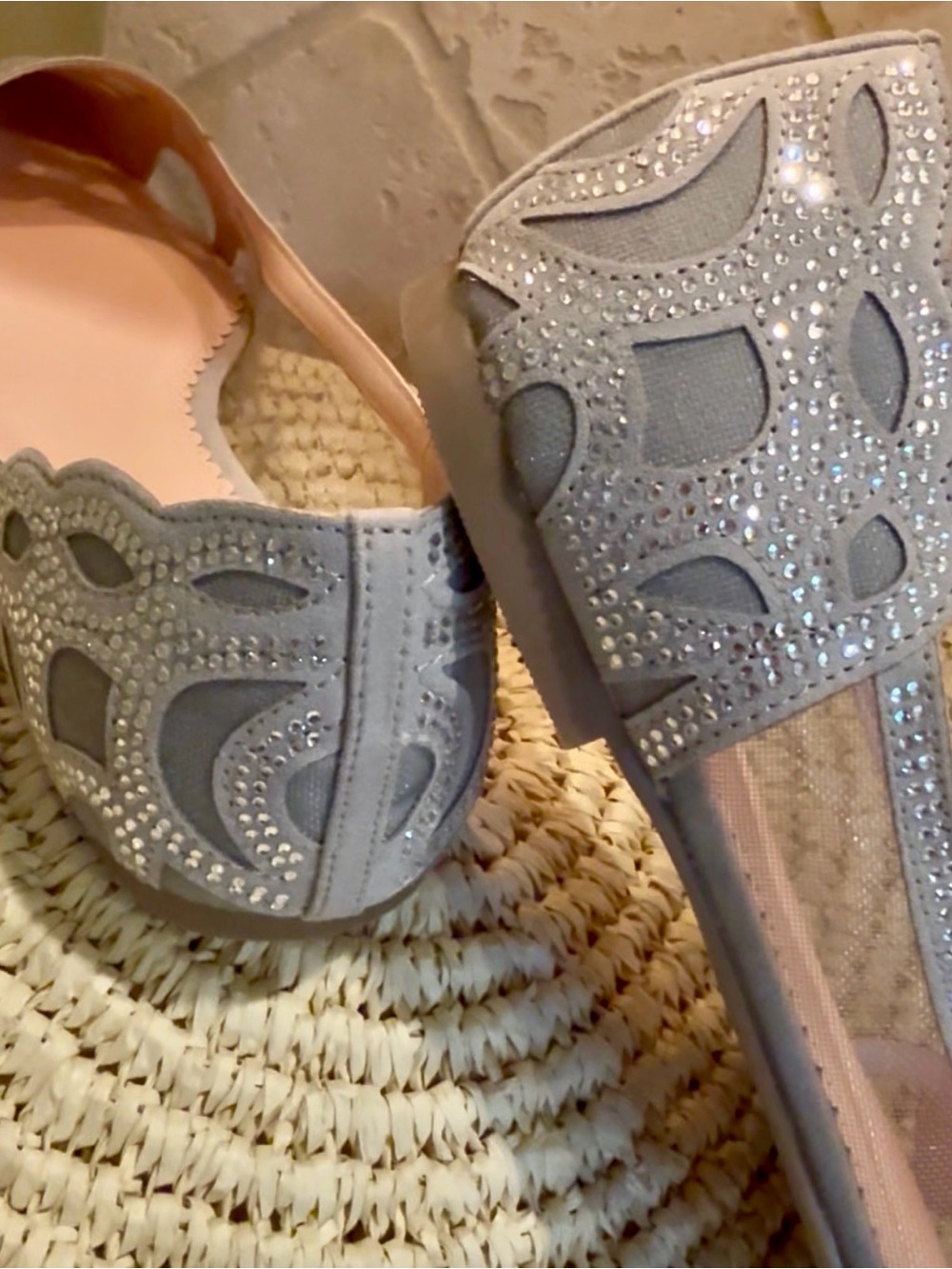 Women's Grey Journee Batavia Rhinestone and Mesh Ballerina Flats - Picture 6 of 8